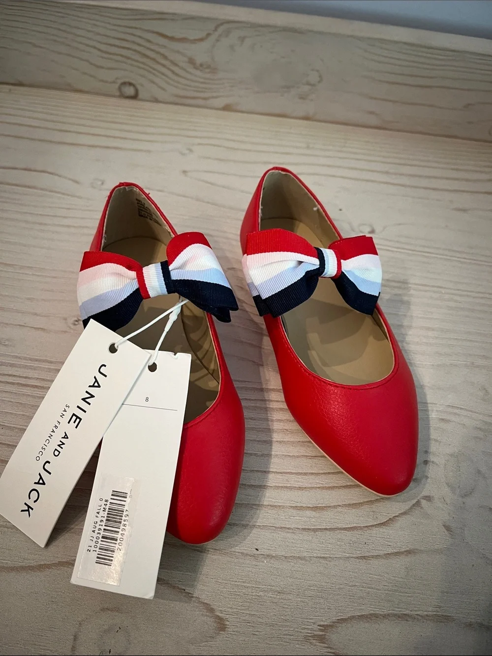 Janie and Jack Red Girls' Ribbon Bow Ballet Flats